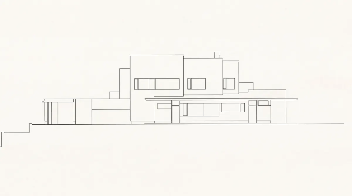 Elevation drawing of Maison Louis Carré, extracted from the scan